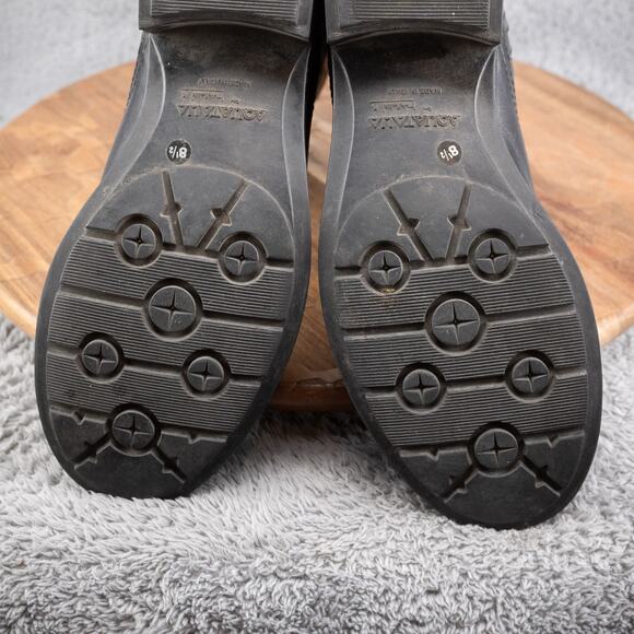 $500 AQUATALIA MADE ITALY 8.5 SOFT BLACK LEATHER Boots QUILTED BUCKLE BIKER - Picture 7 of 8